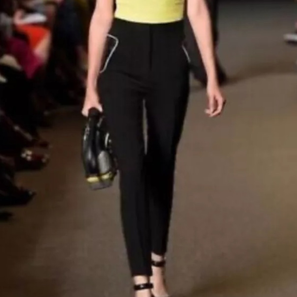 Alexander Wang high waisted black zipper red piping & leather pocket 8 pants - Picture 14 of 14